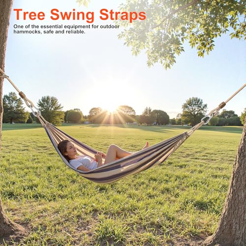 Image of High-Strength Tree Swing Straps - 600lbs Capacity, 35-60 inch Adjustable with Carabiners | Heavy-Duty Hammock & Swing Extension Straps | for Tree Swing, Hammock, Aerial Yoga & Backyard Play