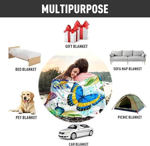 Miniatura 6 de Manta de mariposa hermosa manta de franela ultra suave con mariposas coloridas, regalos para niños y adultos, 50 x 40 pulgadas