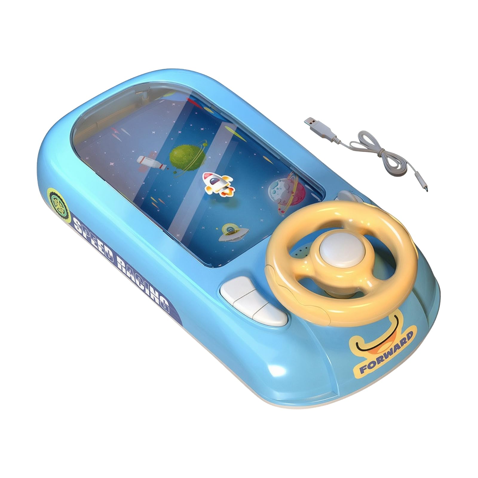 Gioco Guida Simulatore Spaziale da Tavolo per Bambini con Giallo E Pulsante Centrale con Ventose Antiscivolo Adatto Regalo Compleanno