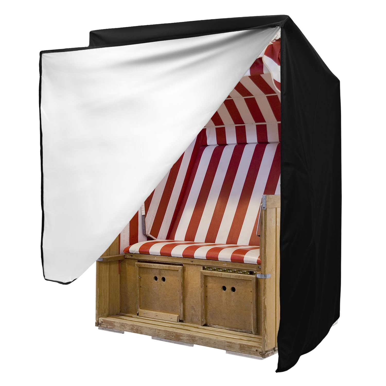 QWORK® Strandkorb Schutzhülle 420D Oxford, 135x105x175 cm, Mit PVC-Beschichtung, UV-Beständig
