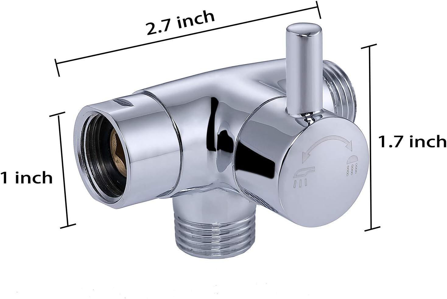 G-Promise Solid Metal Shower Arm Diverter for Hand Held Showerhead and Fixed Spray Head ∣ G 1/2 3-Way Bathroom Universal Shower System Replacement Part (Chrome)