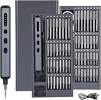 mini chaves de fenda elétrica – Chave de fenda elétrica 68 em 1 com pontas magnéticas – 64 pontas universais S2, 5 configurações de torque, 4 luzes LED – Kit de ferramentas para