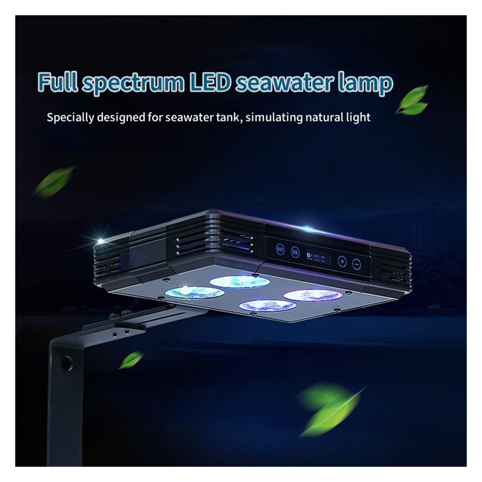 oświetlenie akwarium Akwarium pełne spektrum ściemnialne oświetlenie rafy koralowej 30W 52W 75W LED wschód słońca zachód słońca ze sterowaniem dotykowym oświetlenie morskie do akwarium roślinnego(A075