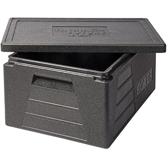 Thermo Future Box Boxer GN 1/1 Premium Thermobox Transportbox Warmhaltebox und Isolierbox mit Deckel42 Liter Boxer TransportboxThermobox aus EPP expandiertes Polypropylen Schwarz