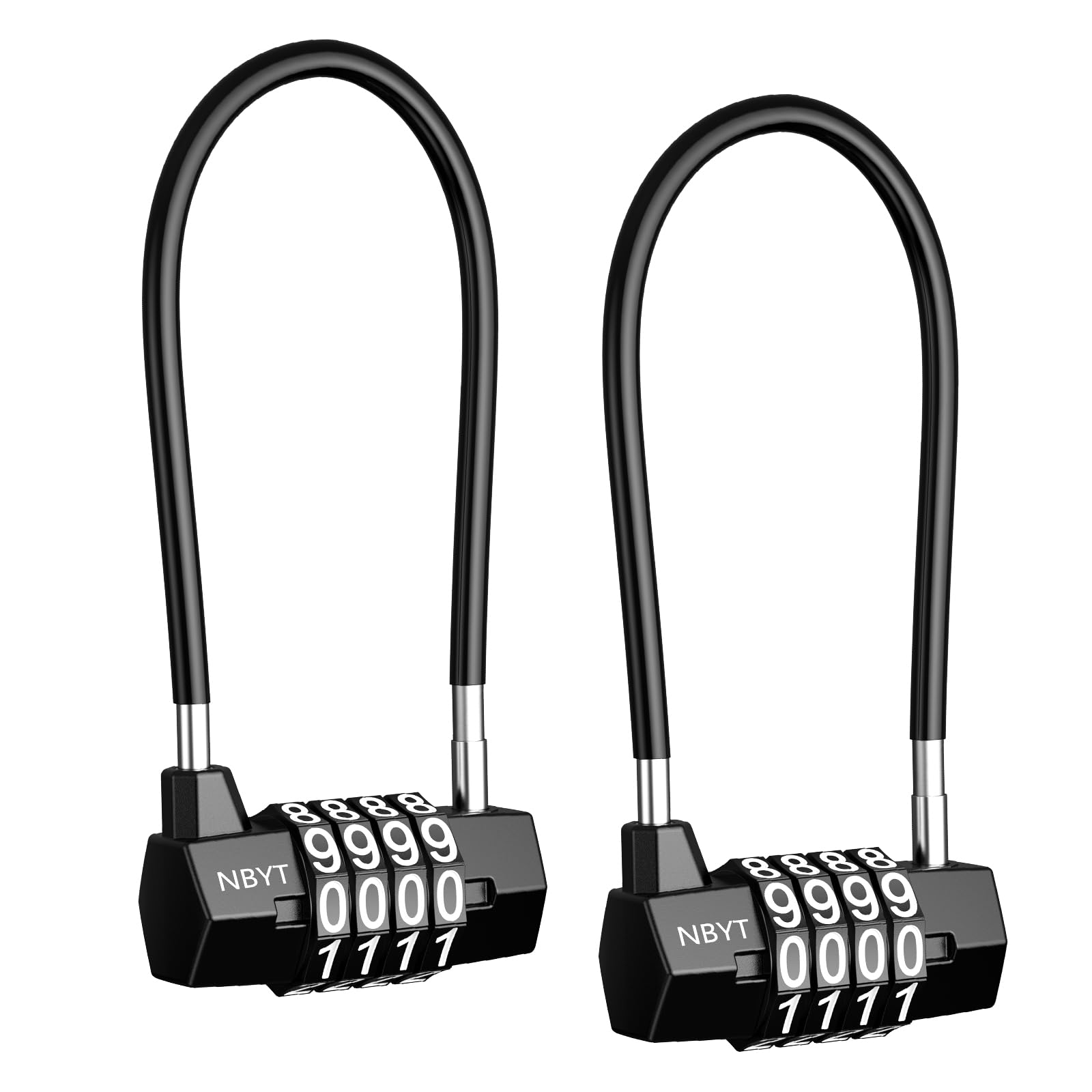 KeeKit Candado de combinación de 4 dígitos, candado reajustable con cuerda de cable de acero, candado de gimnasio alargado impermeable para escuela, empleado, gimnasio, taquilla deportiva, puerta,