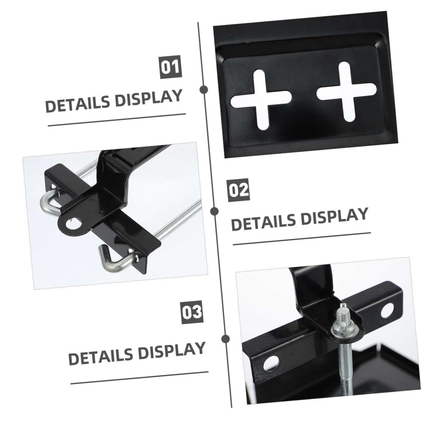 Support de Batterie de Voiture en Fer Noir 1 Set