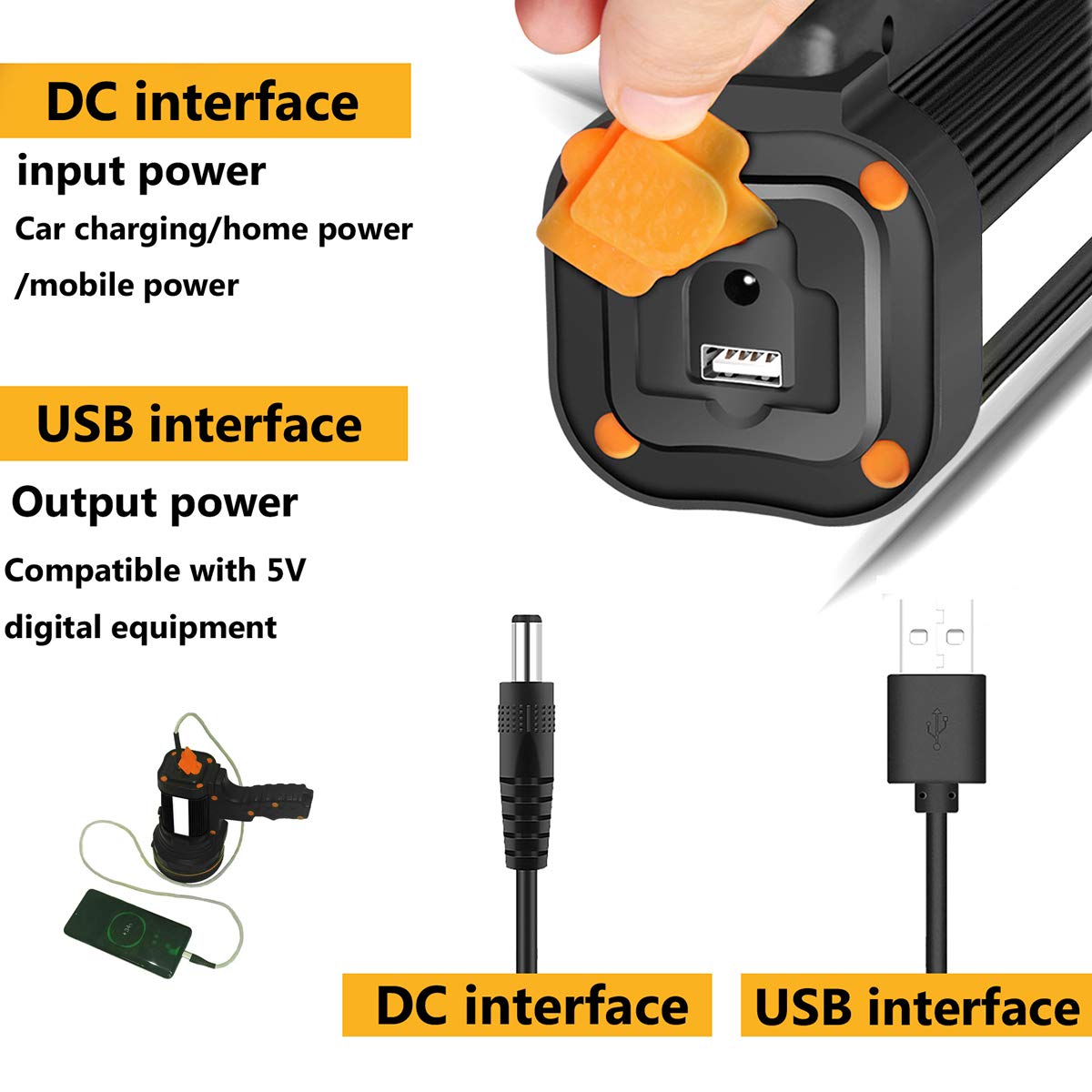 Linterna recargable de alta potencia, linterna LED ultrabrillante de 7000 lúmenes, impermeable, para camping, senderismo, pesca nocturna, uso de emergencia