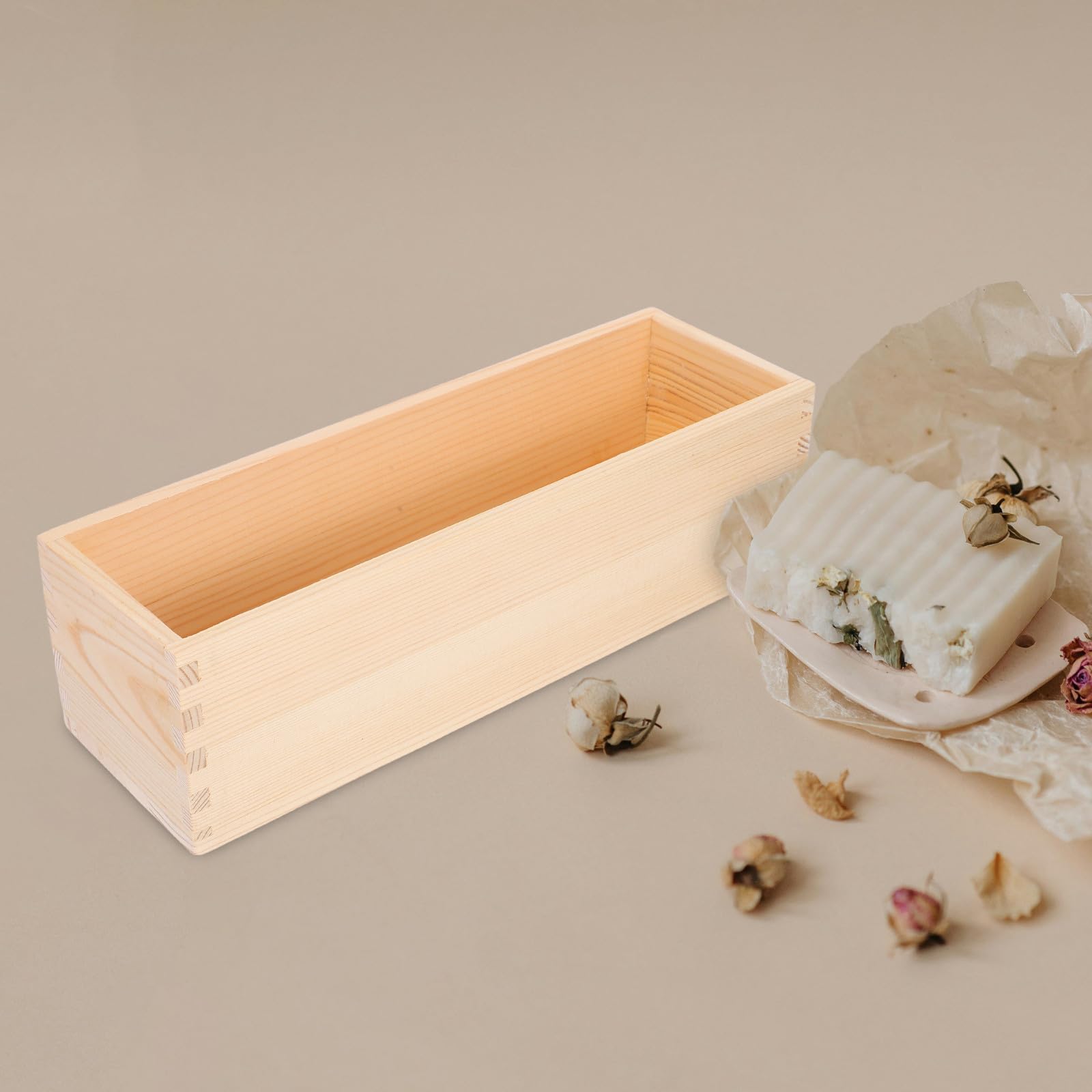 HEMOTON Kit de Moldes Rectangulares para Jabón Hechos a Mano Caja de Madera y Cortador de Acero Inoxidable para Manualidades DIY y Horneado Creativo