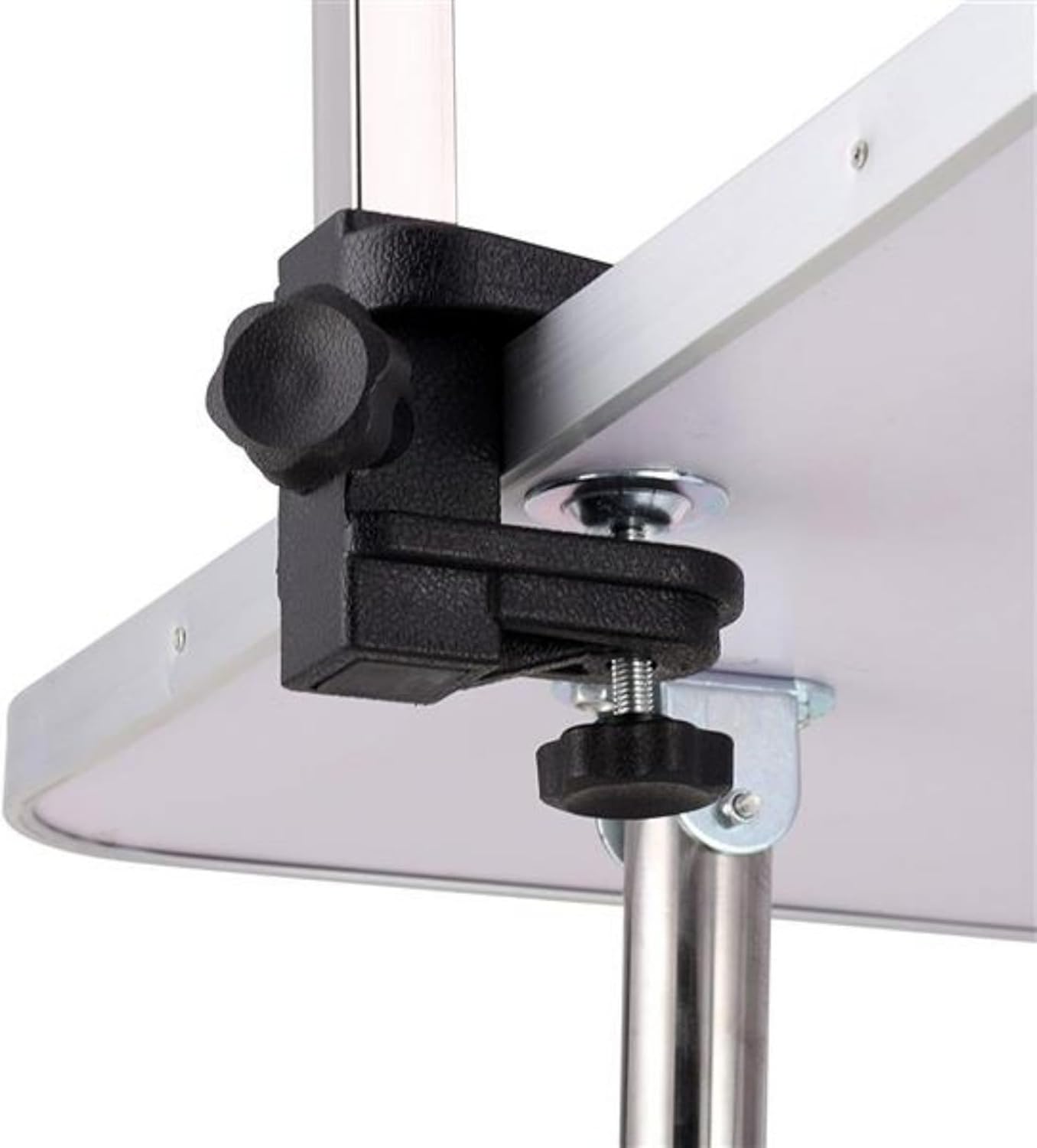 36-inch Folding Dog Grooming Table, Pet Supplies, Stainless Steel Frame, Rubber Pads, Adjustable Arms and Clips, Silver Gray