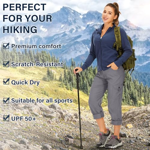 Walking Trousers for Womens Hiking Trousers Cargo Pants Summer Lightweight Quick Dry Stretch Outdoor Casual UPF 50 Running Cycling Trekking - Image 5