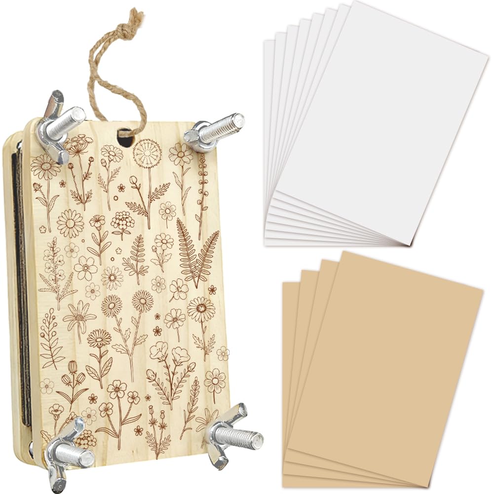 PRESSINART Flower Press Kit for Small Flowers Drying 2.5 x 3.9 Inch, 4 Layers Wood Plant Press Small Pocket Pressing Boards Tools for Spring Summer Travel DIY Leaf Preservation Crafts Bookmark Frame — image 1