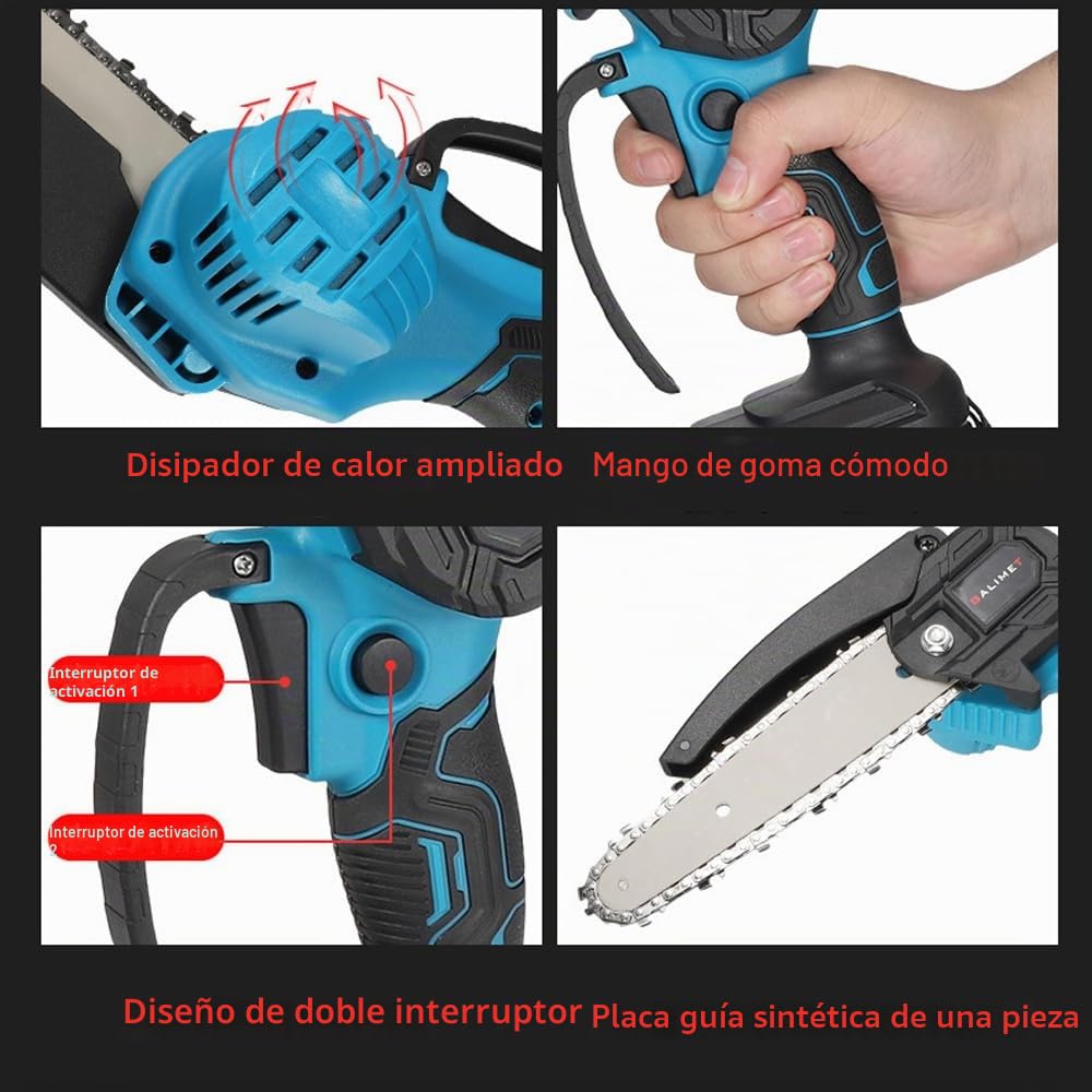 Mini Motosierra Bateria, 6 Pulgadas Eléctrica Motosierra de Mano | para Tijeras de Jardín, poda y corte de madera, herramienta eléctrica de jardín