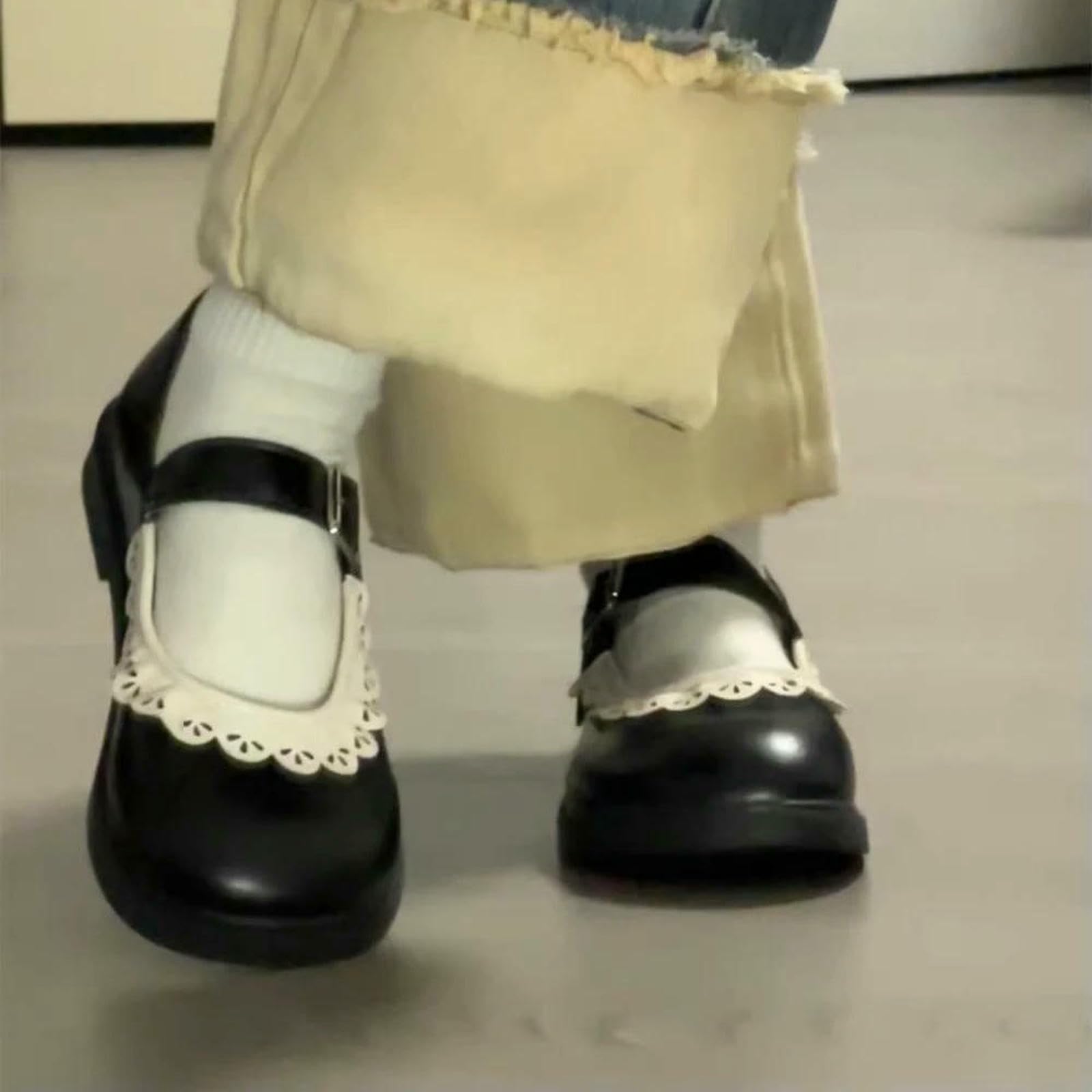 Ballerine Donna,Scarpe Mary Jane Scarpe Mary Jane da Donna Nere, Carine, con Tacco Basso E Punta Tonda