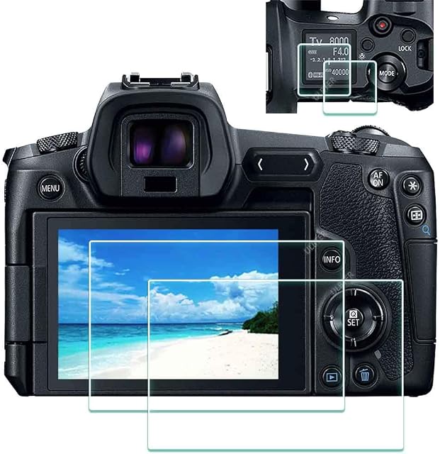 ULBTER EOS R Top+Screen Protector for Canon EOS R CameraNot for EOS R5[2+2Pack] 0.3mm High Definition 9H Hardness Tempered Glass Screen Protector