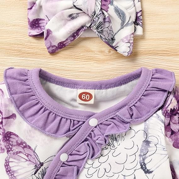 Image of GRNSHTS Newborn Girl Floral Jumpsuit Baby Girl Long Sleeve Ruffle Romper Overall Coming Home Outfits