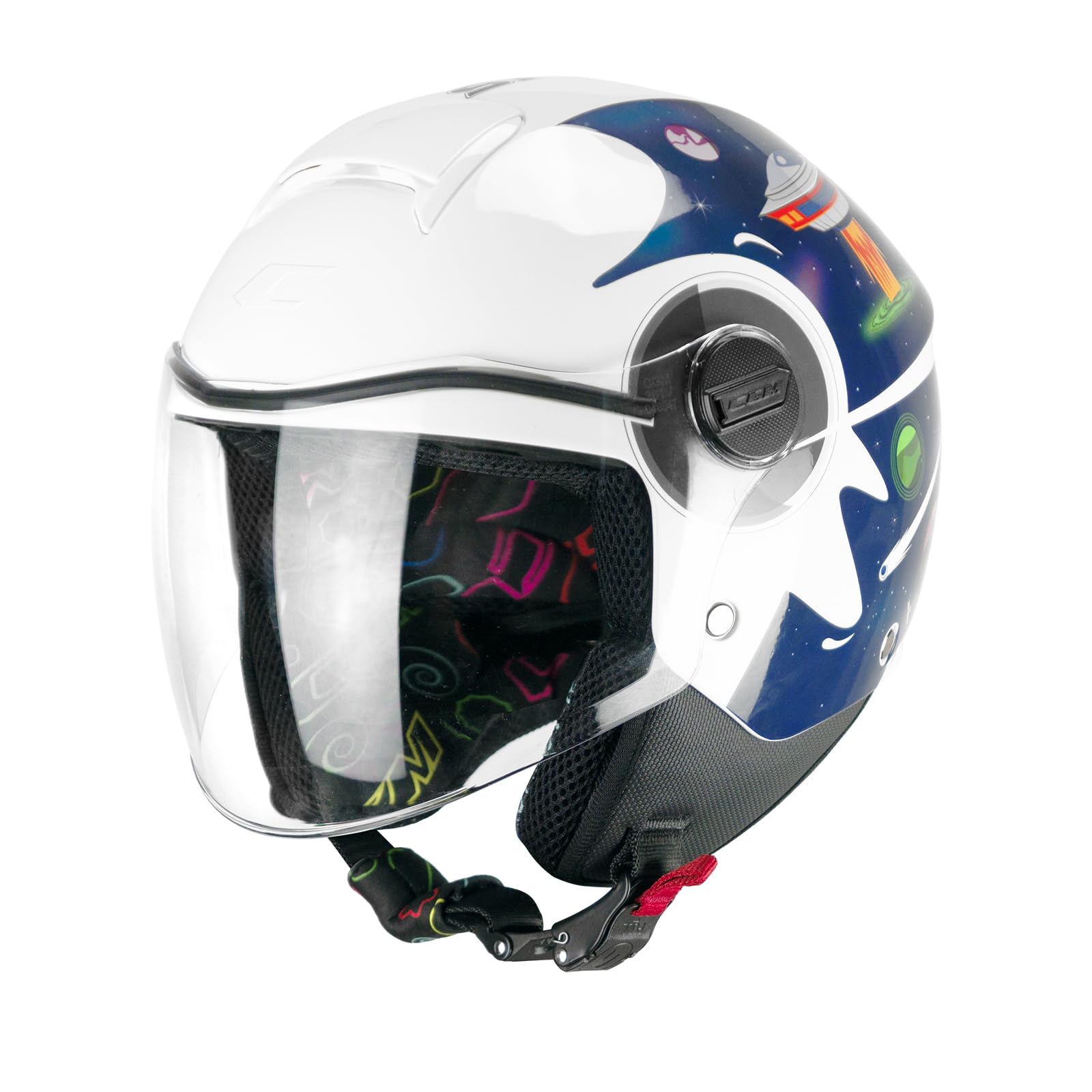 CGM Casco open face young, 261S MINI SPACE Blu Bianco, YXL (53-54cm)