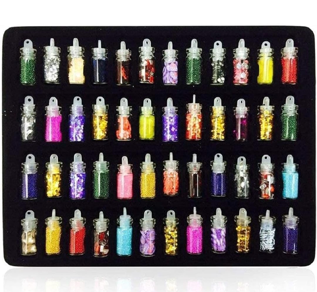 48 in 1 Set of 3D Nail Art Glitter Bottle, Sequins, Rhinestones, Beads (Multicolour)-image-38