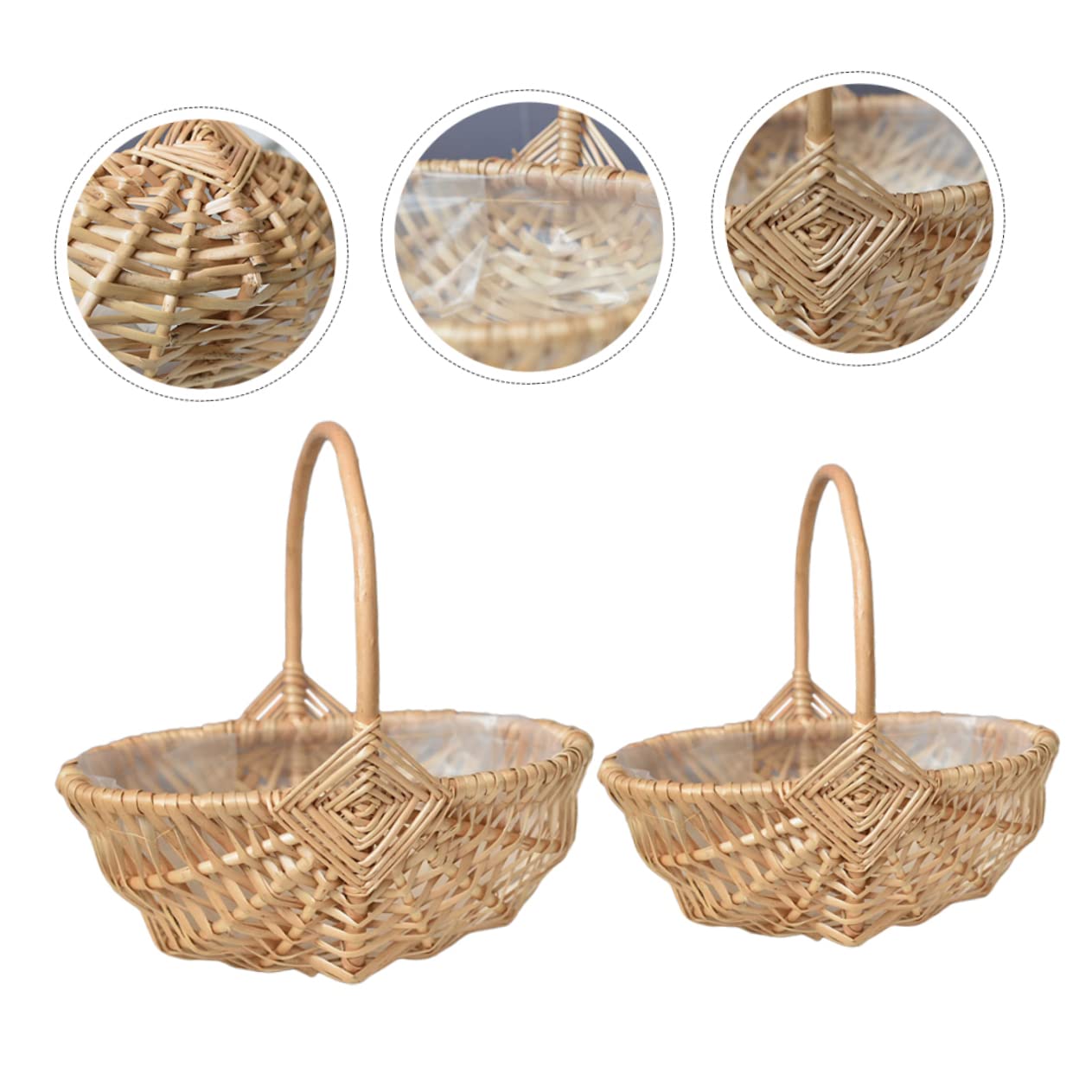2stücke Teiliges Handgewebtes Blumenkorb Henkel Tragbar Und Leicht Natürlicher Rattan Flechtkorb Für Hochzeiten Blumenarrangements Als Geschenk Oder Deko Im Landhausstil Geeignet