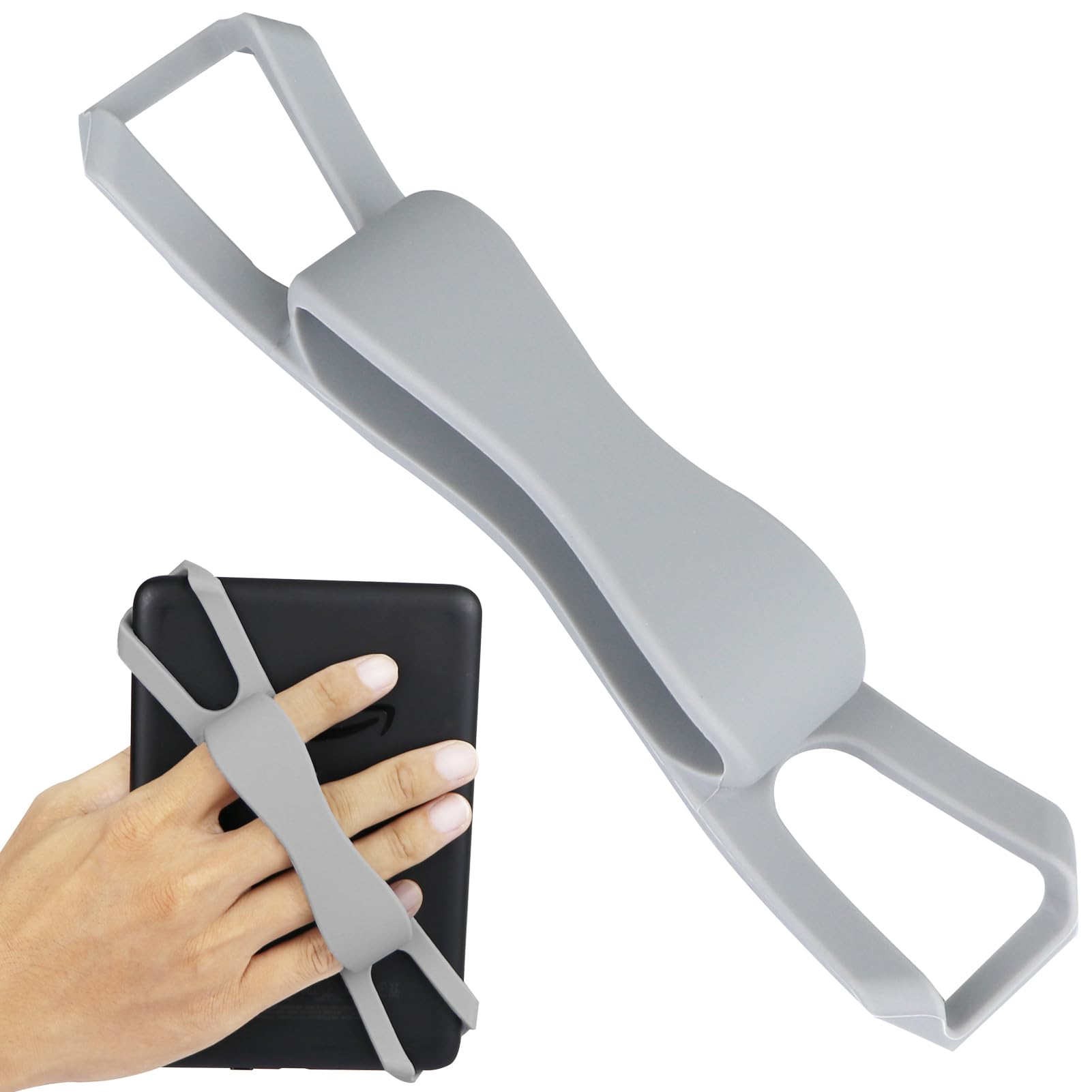 ZhaoCo Silikon Handschlaufe für 6“-7'' eReaders (Gray | Universal, Anti-Rutsch, Fingergriff Halterung für 6“ / 6.8'' / 7'' Kindle eReader/ Kobo / Sony Ebook