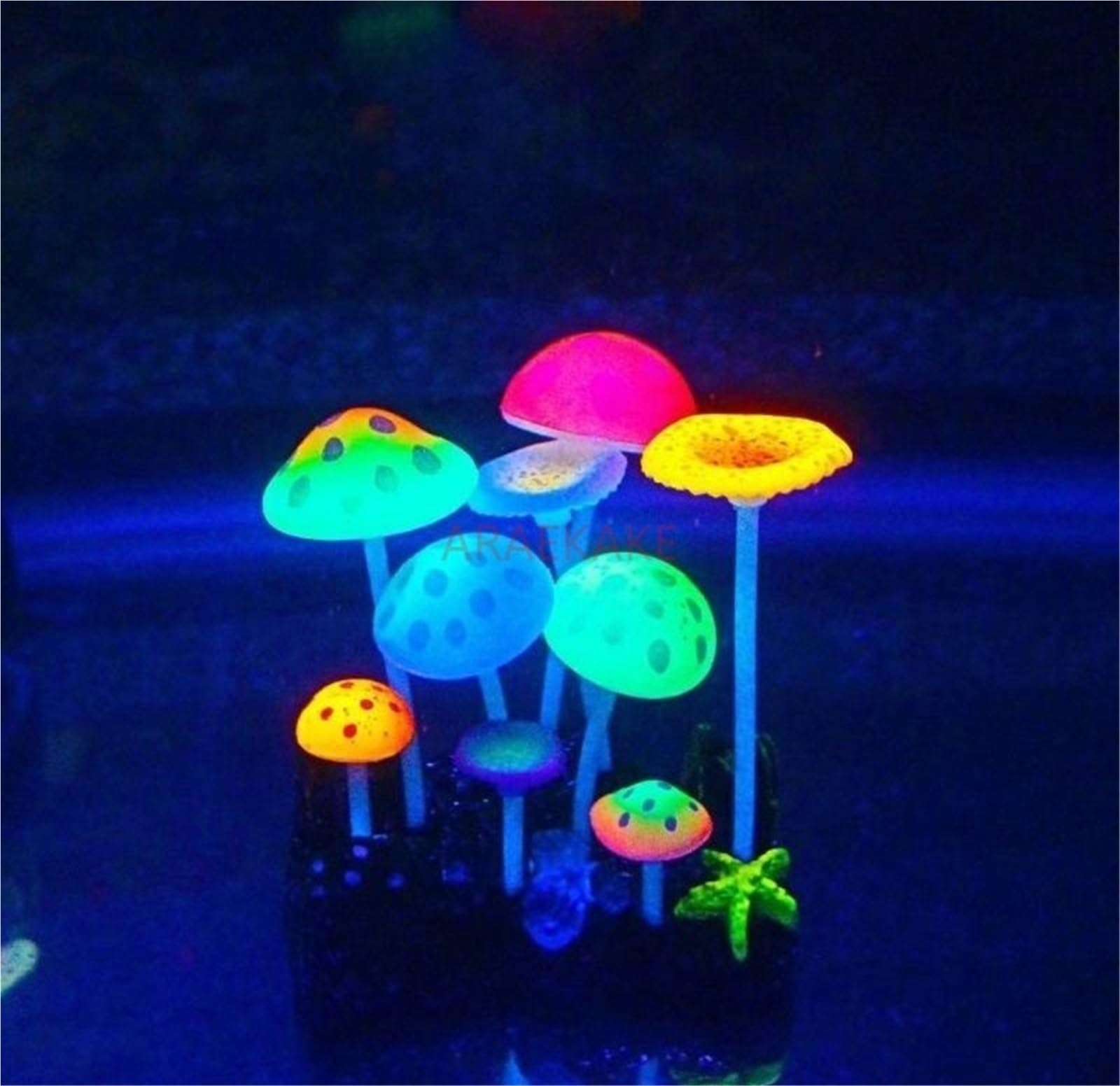 Lot de 2 fausses méduses décoratives pour aquarium - Corail fluorescent - Aménagement paysager - Plantes artificielles - Champignons d'eau