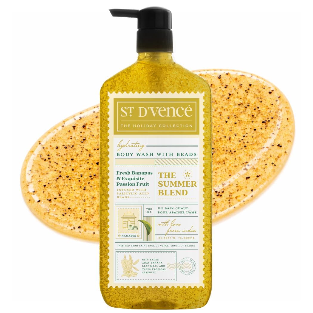 St. D’vence Summer Blend Salicylic Acid Body Wash Shower Gel for Women & Men with Fresh Banana & Passionfruit | Tan Removal Body Wash for Winter | Paraben & SLS Free - 700 ml