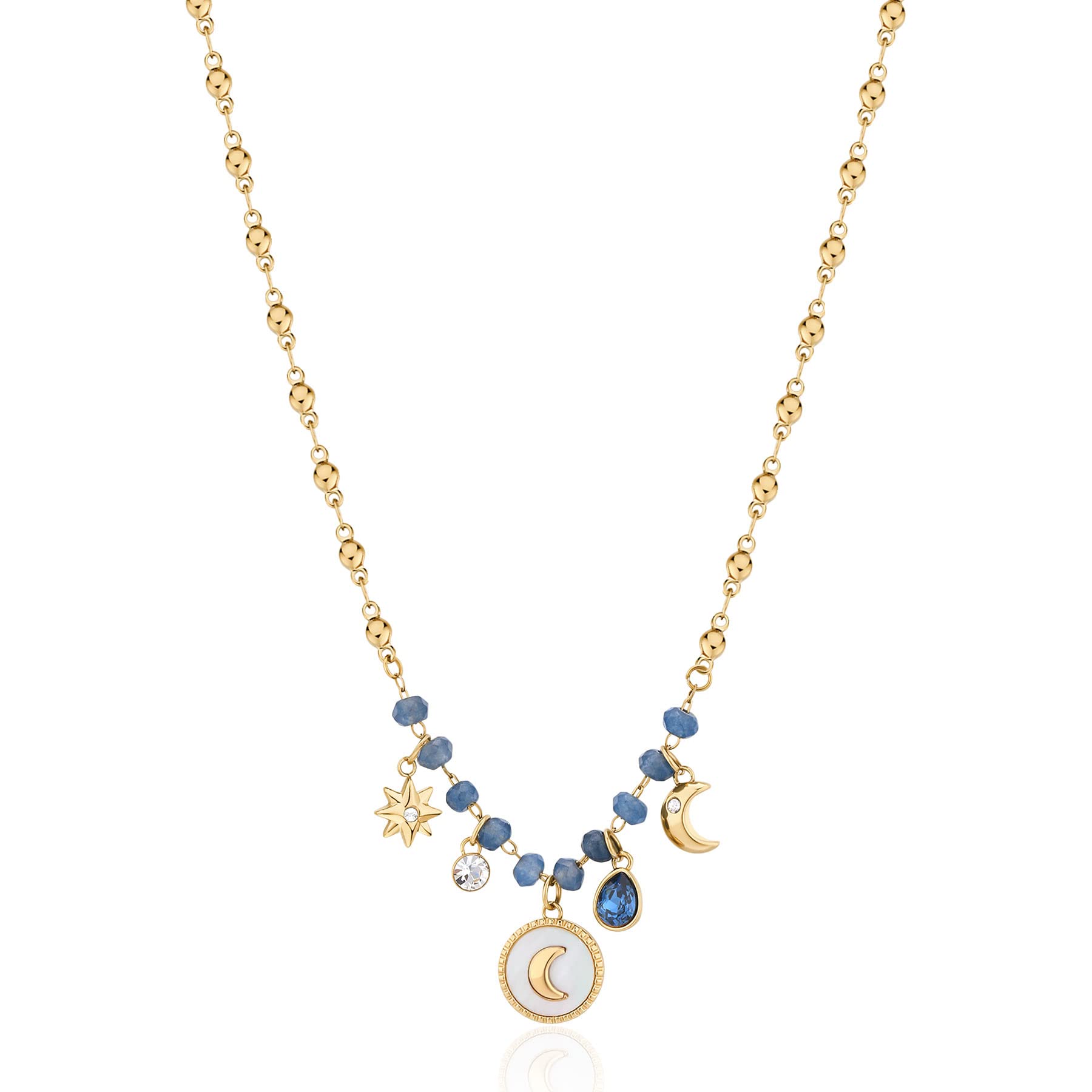 Brosway Collana Donna in Acciaio e Cristalli/pietre Naturali con Simbolo Luna | Collezione Chakra - BHKN086