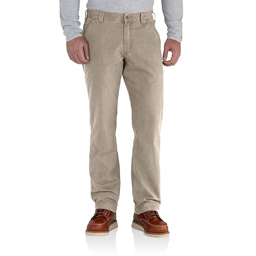 Carhartt mens Rugged Flex Relaxed Fit Canvas Work Pants, Tan, 34W x 32L US