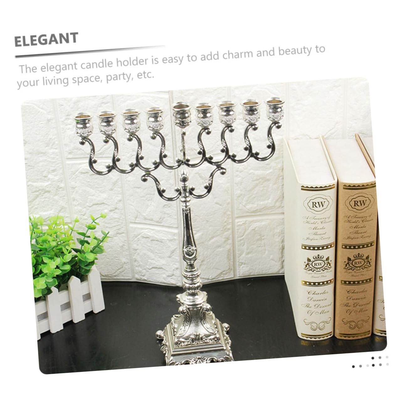 Alipis Candelabro de 9 Brazos de Aleación de Zinc, Estilo Europeo Antiguo, Color Plata, Decoración Elegante para Bodas, Fiestas y Navidad