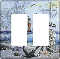 Vista 140 de Interruptor de Luz Cove Silla de Playa Paisaje Marino Océano Azul Placa de Pared de 3 Posiciones Placa de Interruptor de Luz Triple Palanca Costera