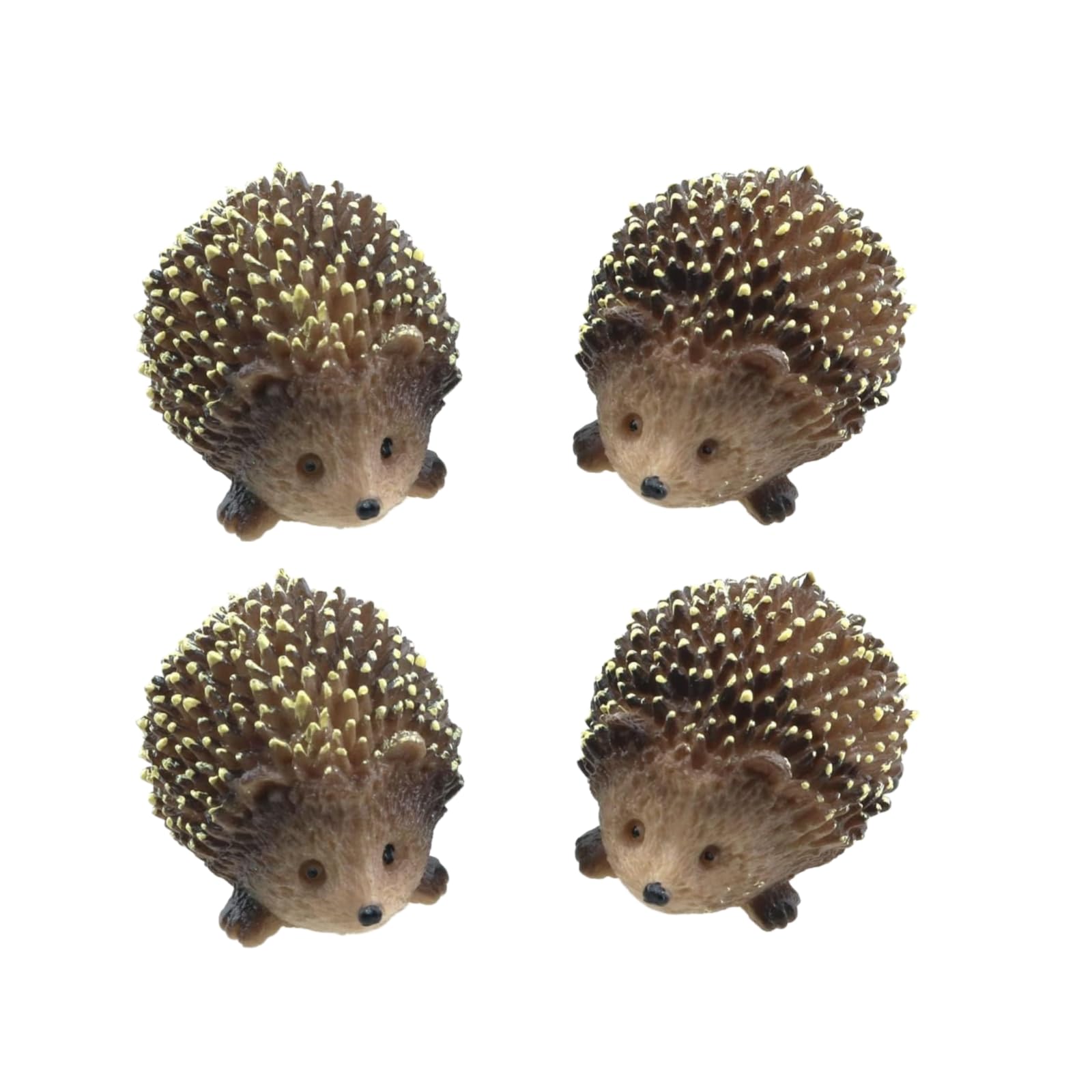 Hehglng Brown 4Pcs Mini Hedgehog Resin Figurines,Lively Animal Statues For Fairy Gardens, Bonsai And Plant Pots,Micro Landscape Decor, Miniature Wild Sculptures For Diy Craft And Home Decor