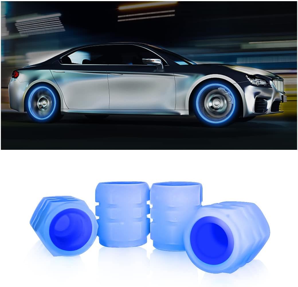 Seadra Car Tire Luminous Valve Cap/Car Electric Vehicle Motorcycle Air Valve Cap/Skull Head Valve Core Cover Universal (8 psc Pink)