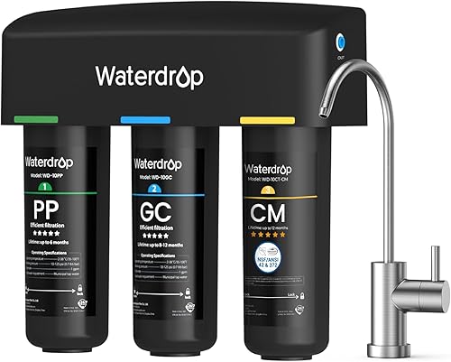 Miniatura 10 de Waterdrop TSA - Filtro de agua para debajo del fregadero de 3 etapas conexión directa al grifo del hogar elemento certificado NSFANSI 42 tecnología