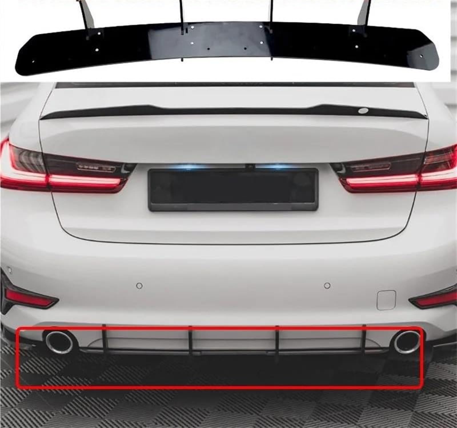 Spojlery tylnego bagażnika samochodu Dyfuzor tylnego zderzaka samochodu Spoiler Splitter, do, do serii 3 G20 do 320i 325i 330i 2019-2021 Spojler tylny samochodu