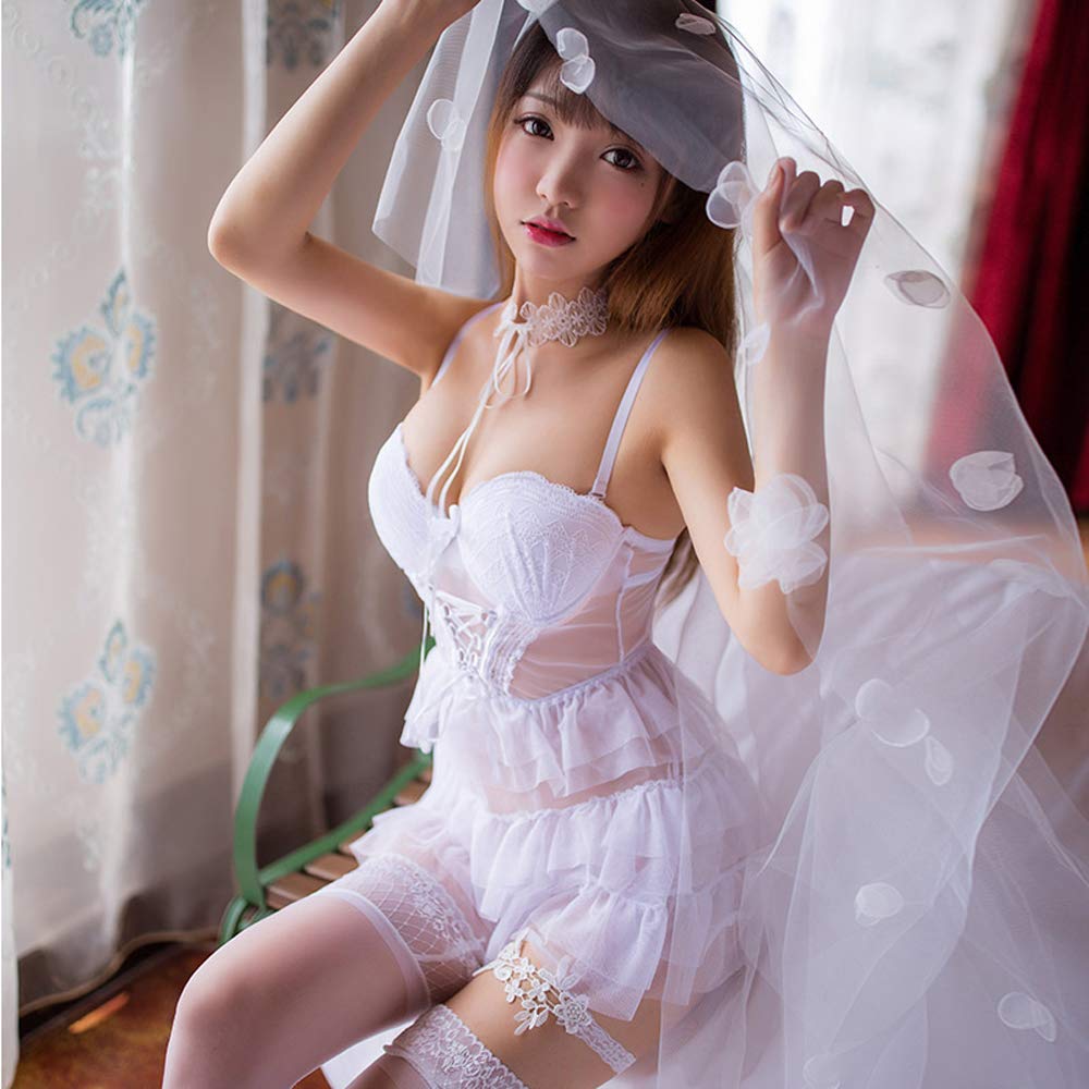SINMIUANIME Women's retro lace underwear set Lolita Princess cosplay costume cute mesh dance dress (7738white) - Image 3