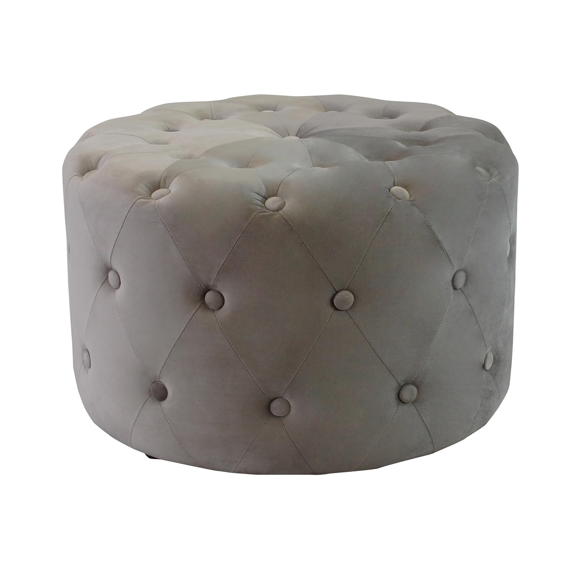 Pouf contenitore rotondo in velluto - PASCAL Tortora