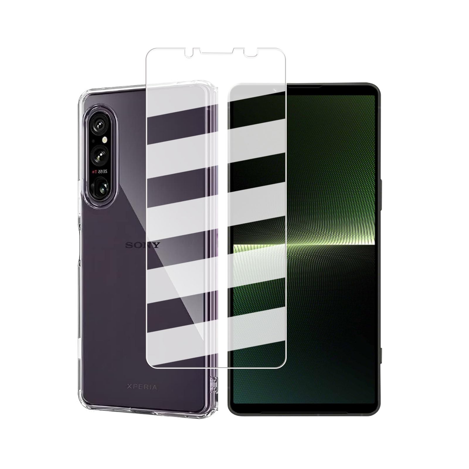 【1枚ガラスフィルム+1枚TPUソフトシェル】 Xperia 1 V SO-51D SOG10 XQ-DQ44用の フィルム 液晶保護 フィルム 強化ガラス 硬度9H 高透過率 気泡ゼロ 指紋防止 飛散防止For Xperia 1 V SO-51D SOG10 ケース クリア TPU 耐衝撃 落下防止 専用保護 シリコン ケース Xperia 1 V 用の ガラスフィルム + TPU セット