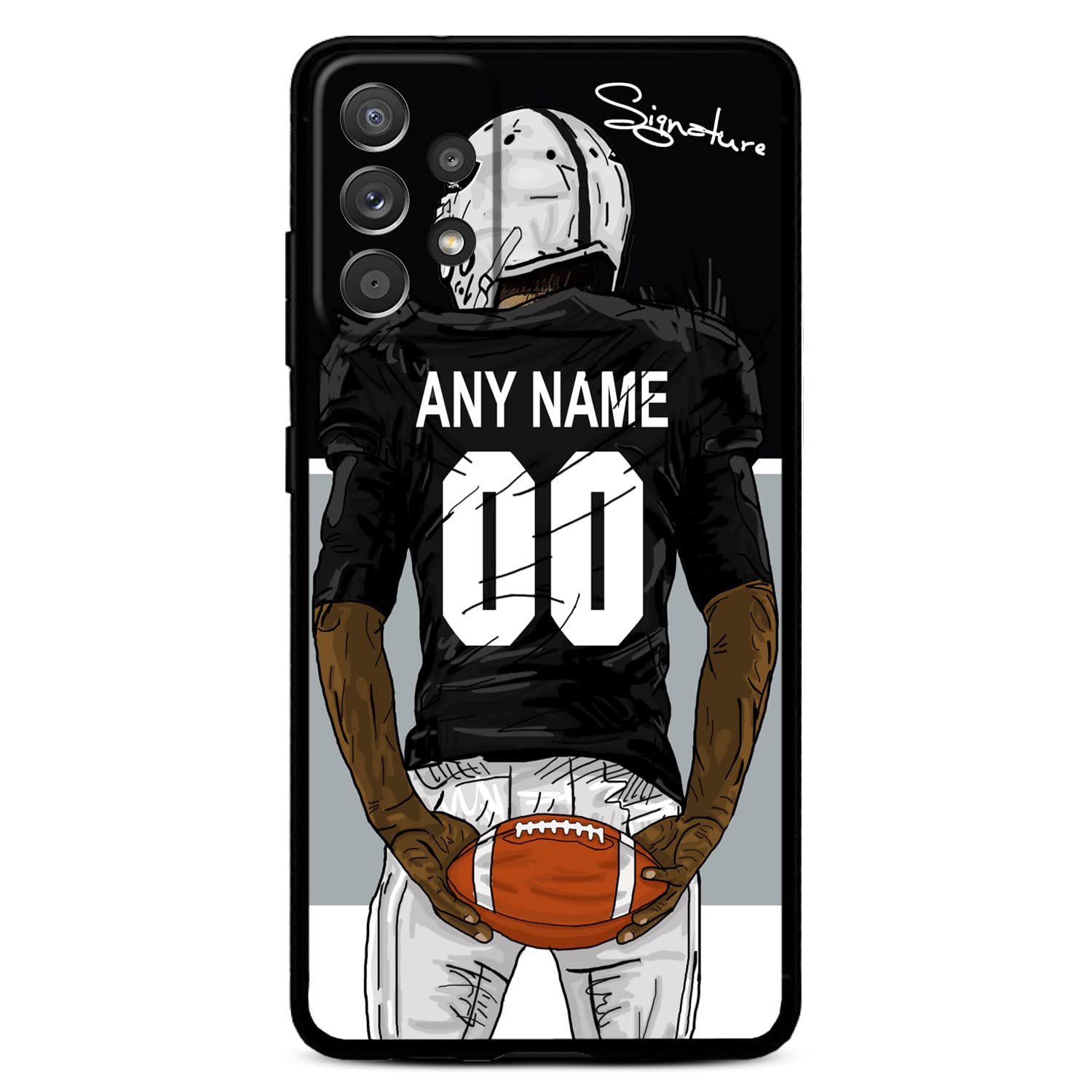 VNGDA Custom Name & Number Phone Case for Samsung Galaxy A17 A16 A15 A14 5G A35 A53 A03S A42 A32 A54 4G, DIY Design Football Player Liquid Silicone