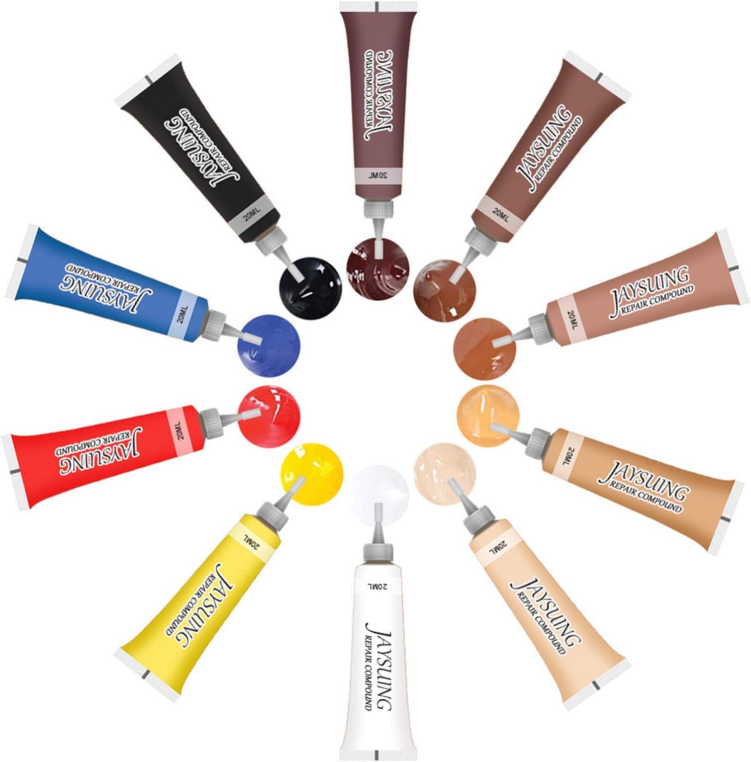 YunYe 10 Colours Leather Repair Kit - Vinyl Leather Repair Cream Set Professional Leather Repair Set for Car Seat, Furniture, Sofa Coats, Jacket