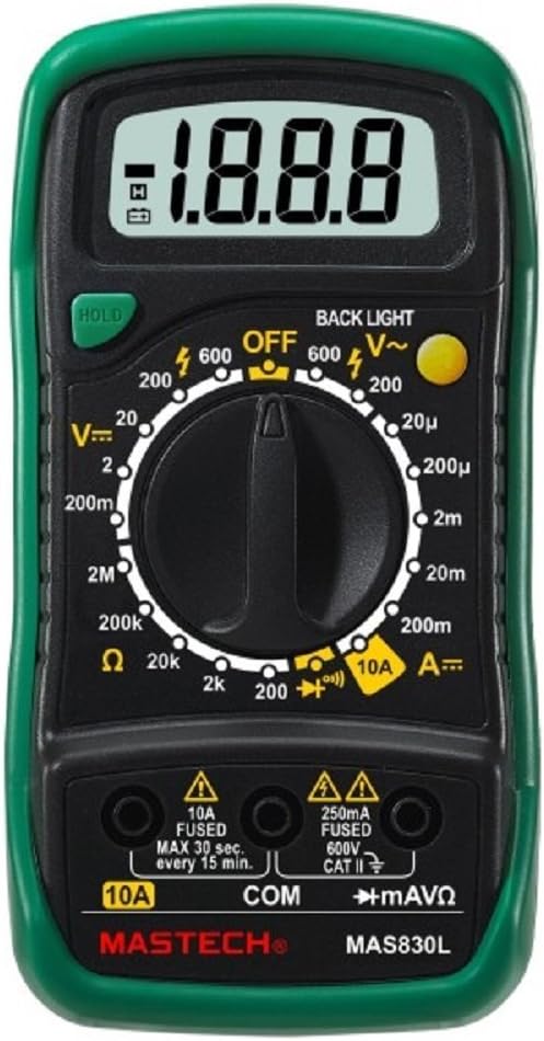 Mastech MAS830L Digital Multimeter - Multi Meter with Probes, Original