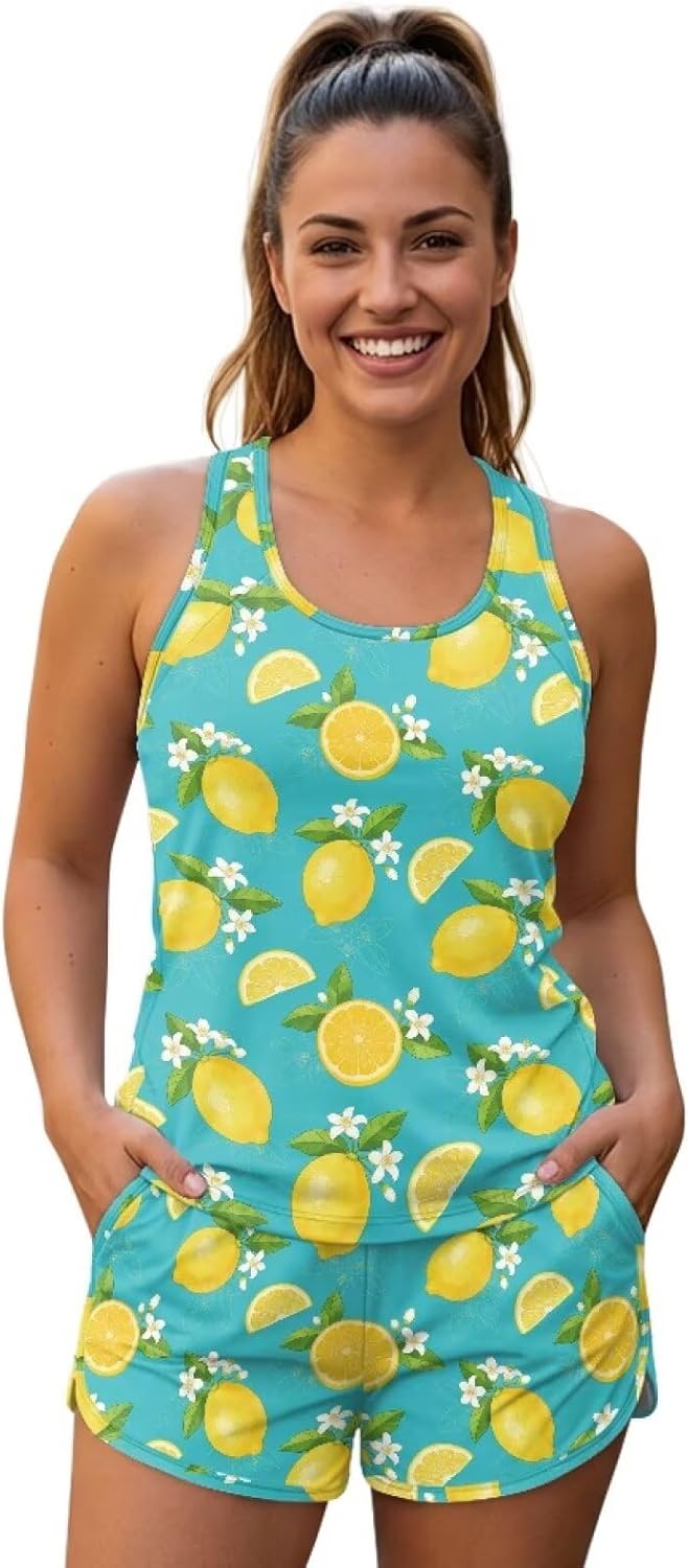 Ystardream Summer Bathing Suits for Womens Two Piece Tankini Swimsuits with Boys Shorts for Cruise Travel Resort
