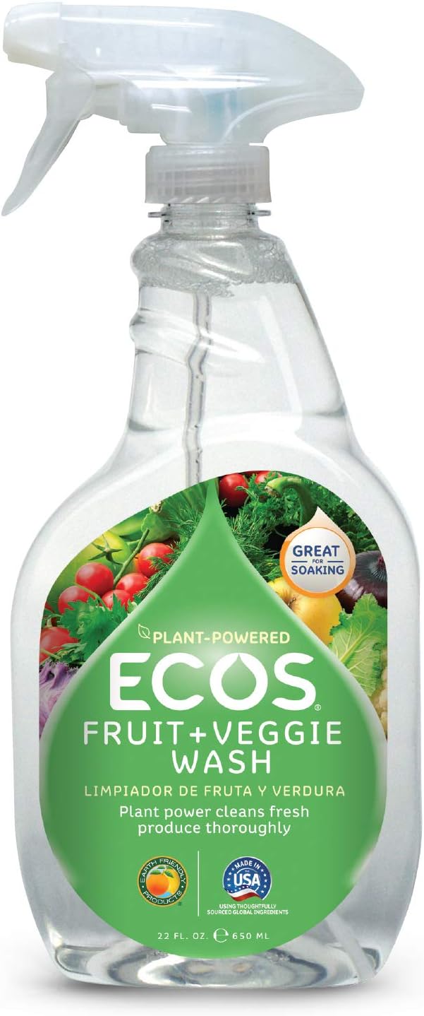 ECOS® Non-Toxic Fruit + Veggie Wash: 22oz Spray Bottle by Earth Friendly Products (Pack of 2)