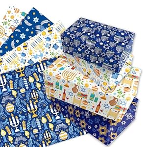 LOONELO Hanukkah Wrapping Paper, 12 Sheets Chanukah Menorahs Packaging Kraft Paper, Hexagram Candles Design Hanukkah Gift Wrapping Paper for Jewish Hanukkah Holiday Party Favor Decorations Supplies LOONELO Hanukkah Wrapping Paper 12 Sheets Chanukah Menorahs Packaging Kraft Paper Hexagram Candles Design Hanukkah Gift Wrapping Paper for Jewish Hanukkah Holiday Party Favor Decorations Supplies
