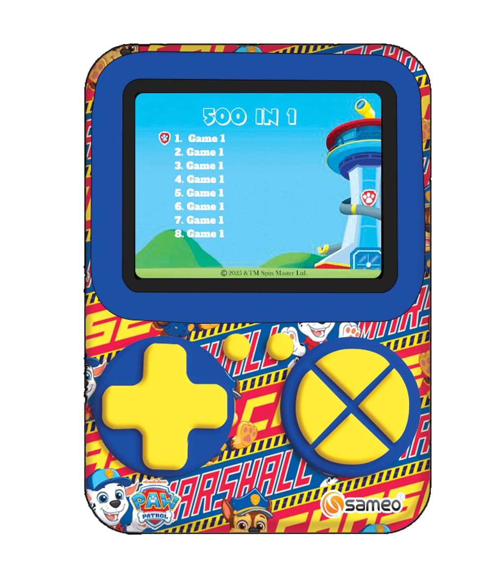 Sameo SG3000 Paw Patrol Edition Handheld Video Game Console, Retro Mini Game with 500 Classic Retro Game TV Compatible for Kids, Rechargeable - Chase Blue-image-2