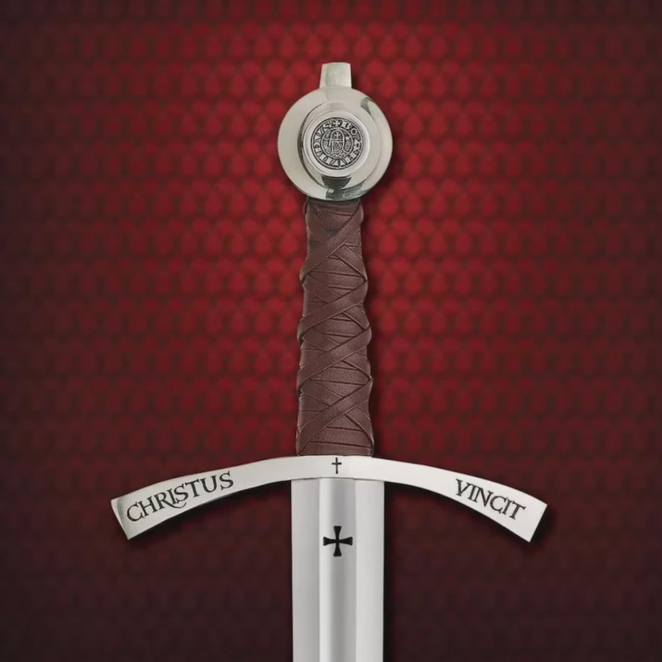 Unique Blades Faithkeeper Templar Carbon Steel Figuren, 38 Inch Full Tang with Scabbard, One-Handed Knights Display Cosplay Collectibles Wall Decoration