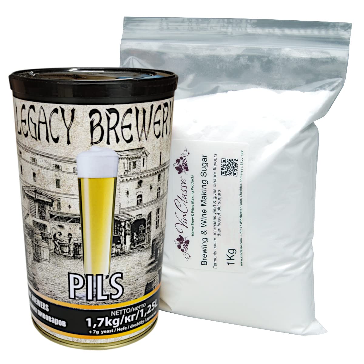 Vinclasse Legacy Pilsner Lager - 40 Pint Homebrew Ingredient Kit Including 1Kg Brewing Sugar