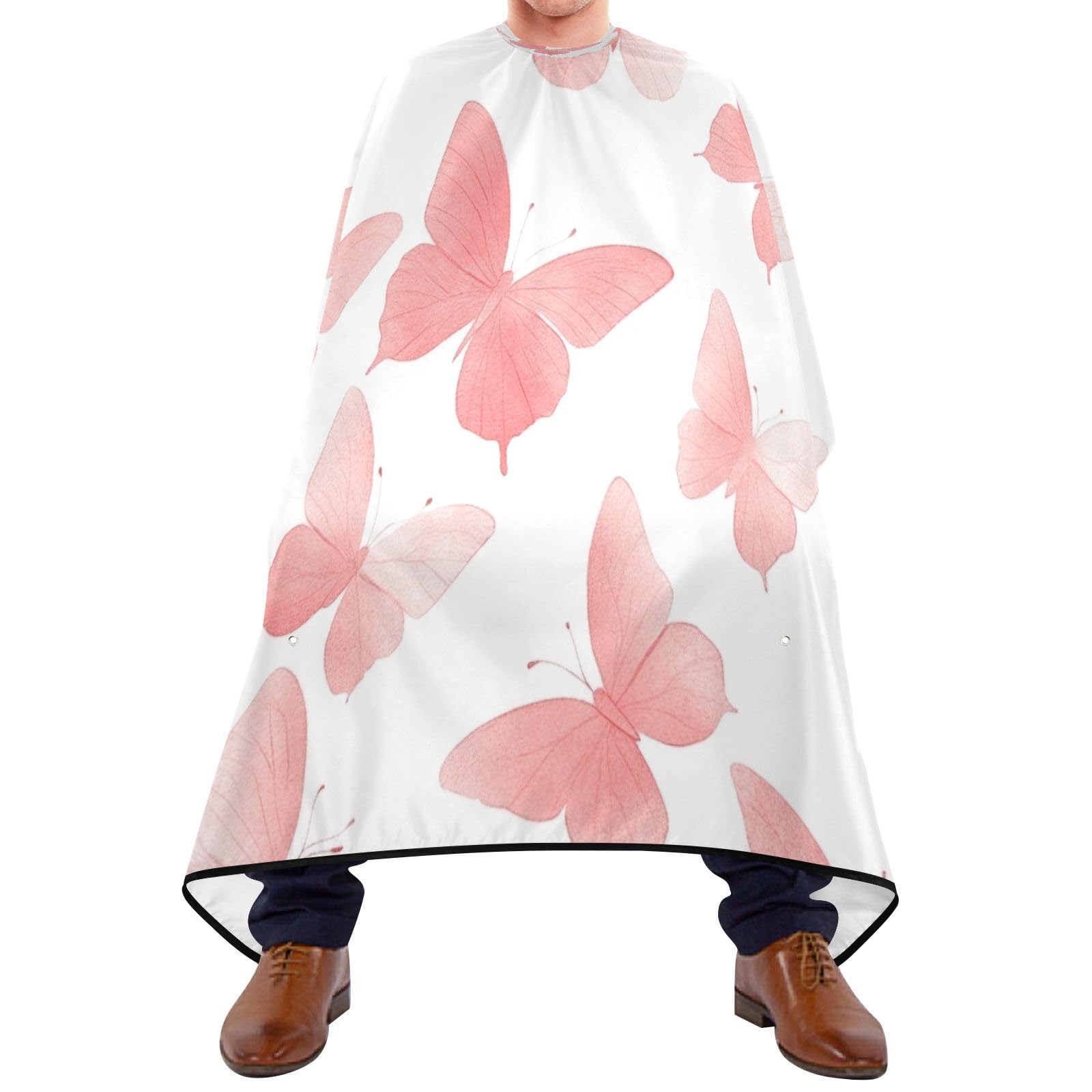 Kigai Hair Cutting Cape for Men & Women Pink Butterfly Waterproof Barber Cape Professional Hairdressing Salon Styling Cape with Adjustable Closure Snap