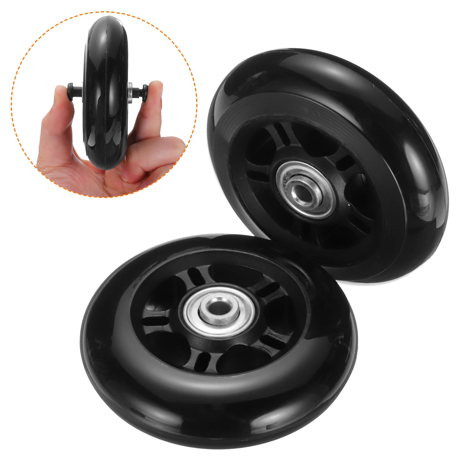 Zestaw 1 Bagaż Koła Zamienny 84 x 24 mm/3.3" x 0.9" Guma Skrętny Kółko jezdne Łożysko Koła Naprawa Ekwipunek do Walizka Inline Zewnętrzny Skate,Czarny