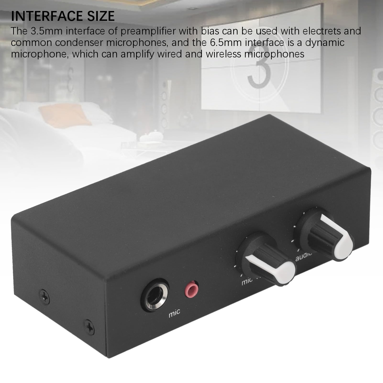 Préamplificateur de Son Stéréo, Petit Micro, Ampli pour Casque, Bouton Indépendant de Préampli de Platine Phono, pour Systèmes de Bureau avec Alimentation DC5 à 12 V