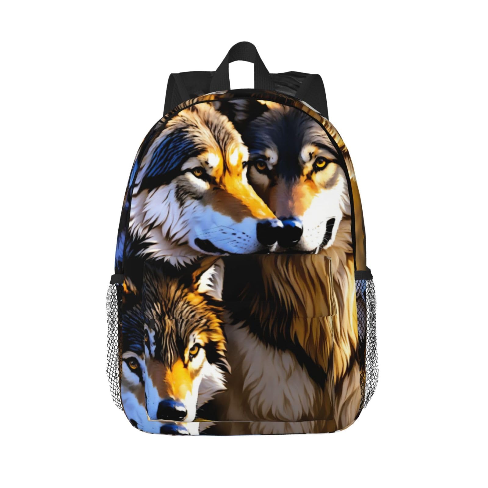 Oazcvbnn Unisex Black Wolfs Print Convenience School Backpack Travel College Bookbag Teens Adults Daily Commutes