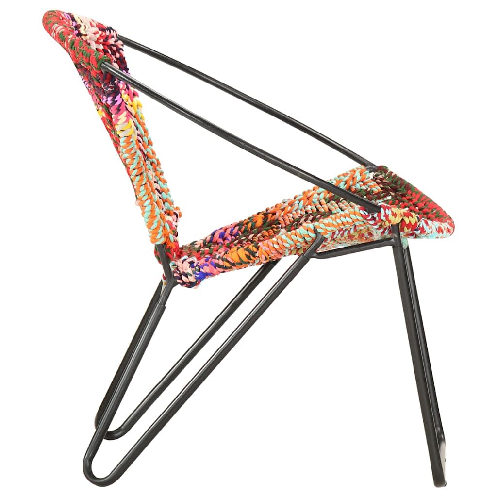 Krzesło wielokolorowe z materiału chindi o ergonomicznym wzornictwie, malowana proszkowo rama stalowa, 69 x 69 x 69 cm, szerokość siedziska 52 cm, tapicerowany fotel do salonu i sypialni